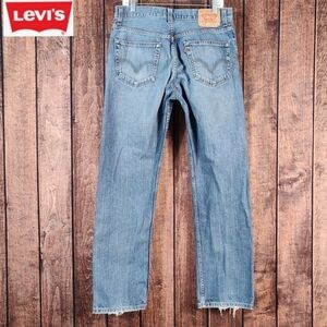 34x34 Vtg Light Distressed Straight Fit Mens Blue Jeans